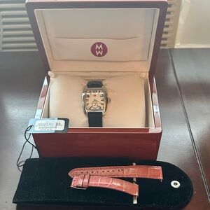 Michele Women's Watch with Black and Pink Straps